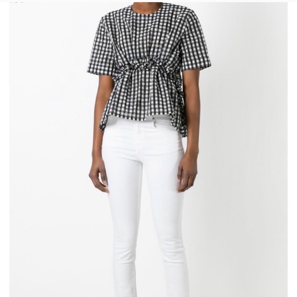 MSGM—Check Ruffled Detailed Blouse | Black 99 - Picture 2 of 6